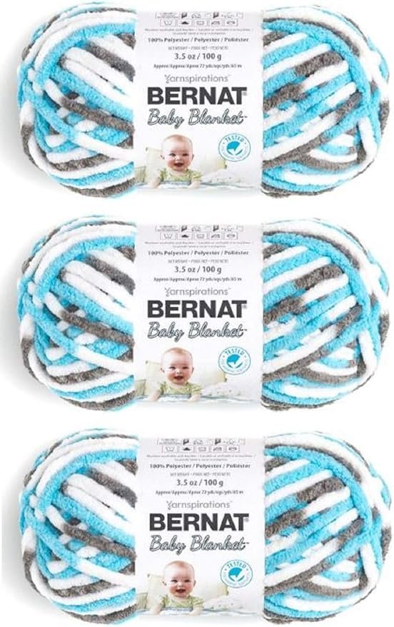 Bernat Baby Blanket Yarn, Sail Away 3-Pack, Super Bulky