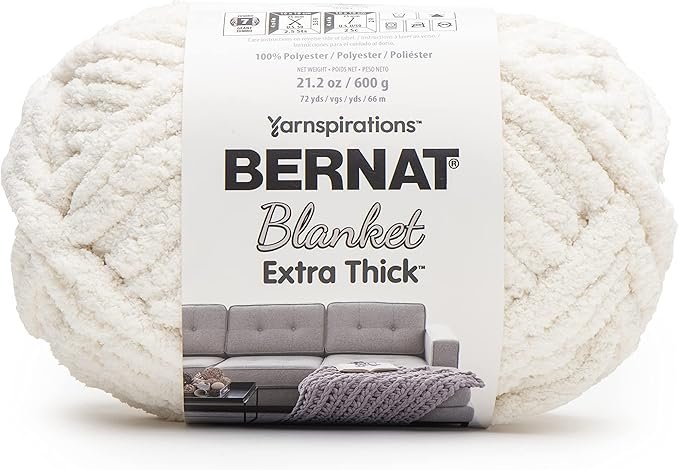 Bernat Blanket Extra Thick Jumbo Yarn - Vintage White 21.12oz