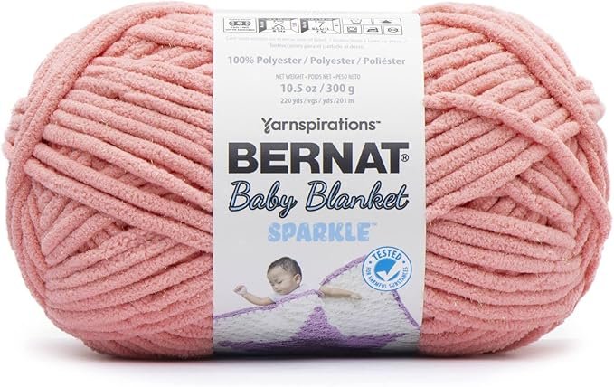 Bernat Baby Blanket Sparkle Yarn - Rose Glow 300g