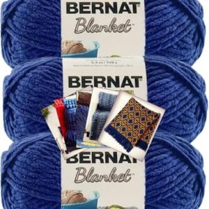 Bernat Blanket Yarn 3 Pack Navy with Patterns